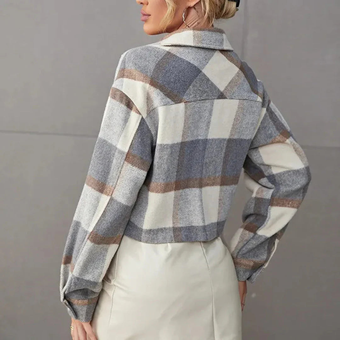 Sireen | Cropped Plaid Button-Up Jacket