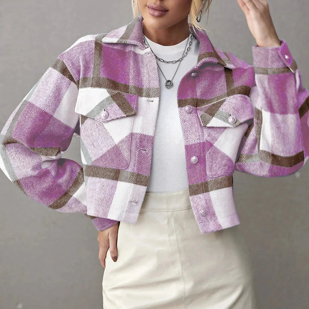 Sireen | Cropped Plaid Button-Up Jacket