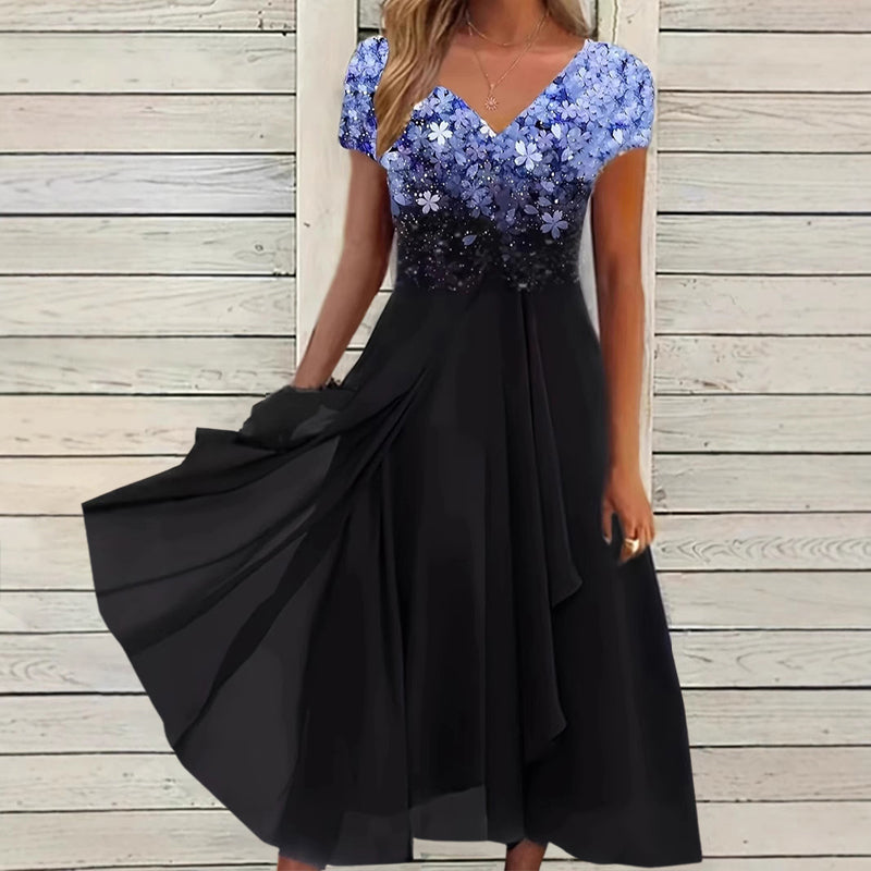 Elise | Floral Gradient Maxi Dress with Flowing Hem
