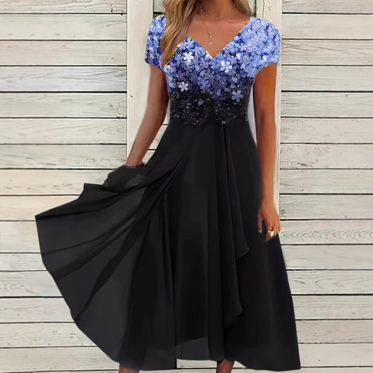 Elise | Floral Gradient Maxi Dress with Flowing Hem