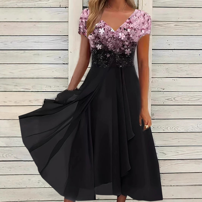 Elise | Floral Gradient Maxi Dress with Flowing Hem