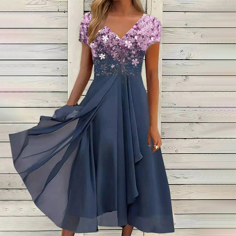 Elise | Floral Gradient Maxi Dress with Flowing Hem