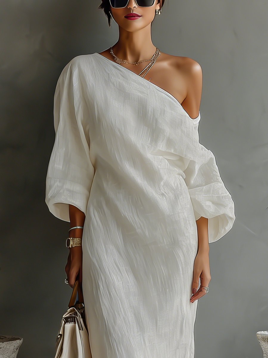 Helena | One-Shoulder Cotton-Linen Maxi Dress