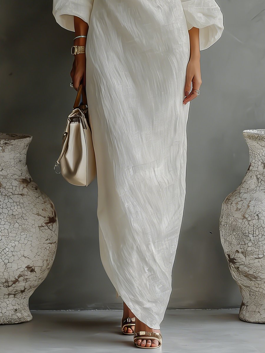 Helena | One-Shoulder Cotton-Linen Maxi Dress