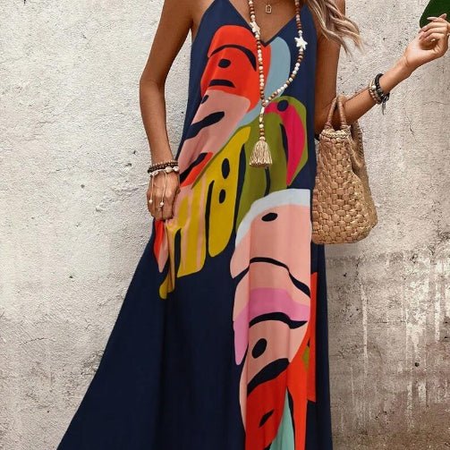 Arwen | Leaf Print Sleeveless Maxi Dress