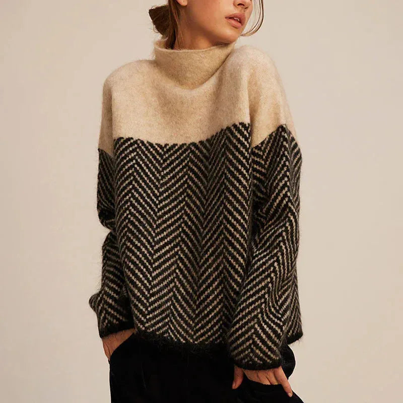 Eva | Stylish Herringbone Knit Sweater