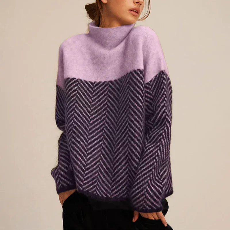 Eva | Stylish Herringbone Knit Sweater