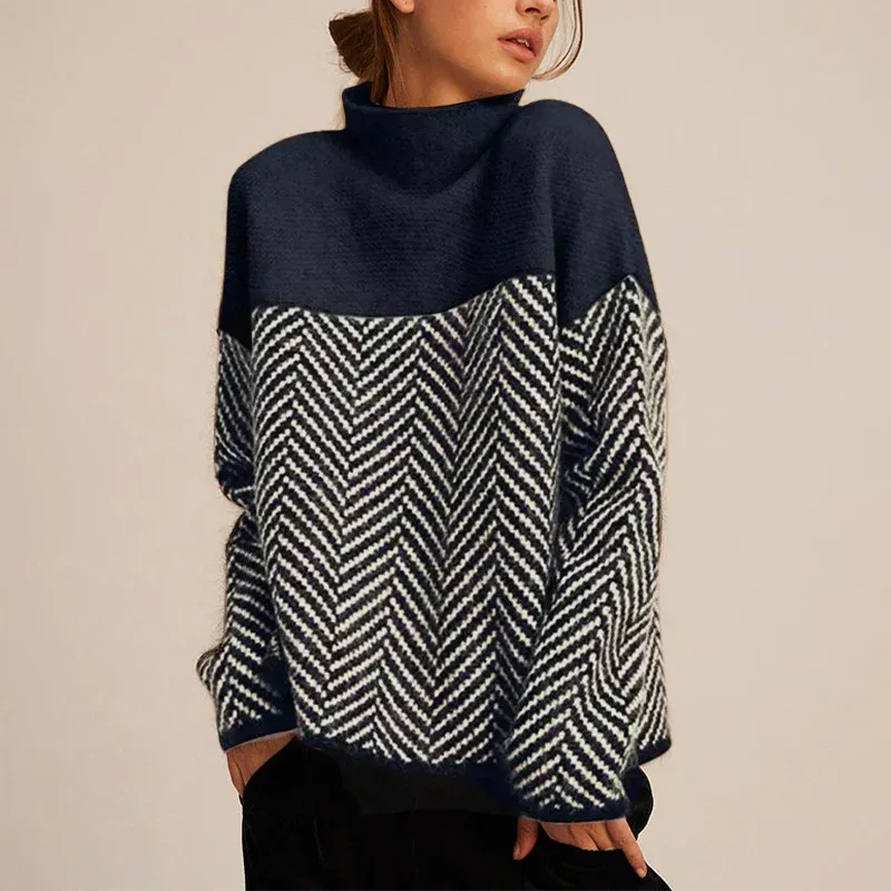 Eva | Stylish Herringbone Knit Sweater