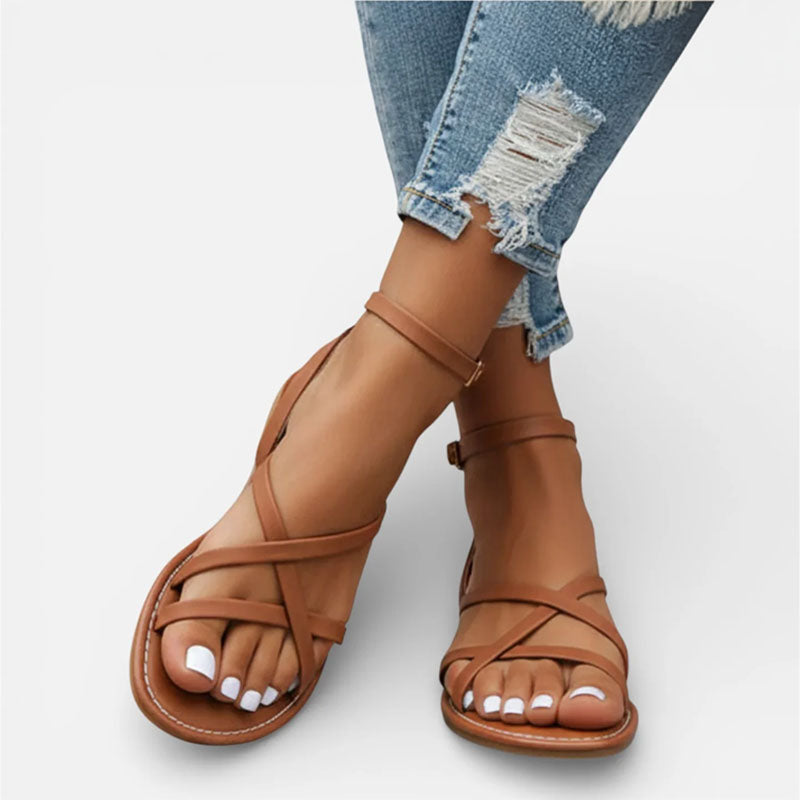 Faythe | Flat Sandals with Cross Strap