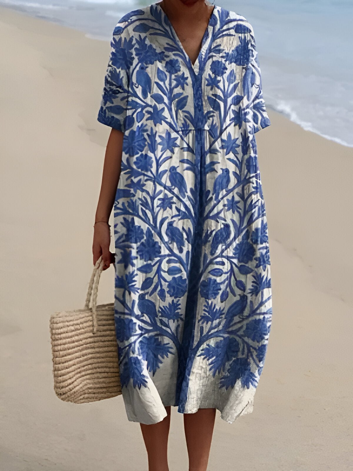 Gwyneira | Boho V-Neck Striped Midi Dress