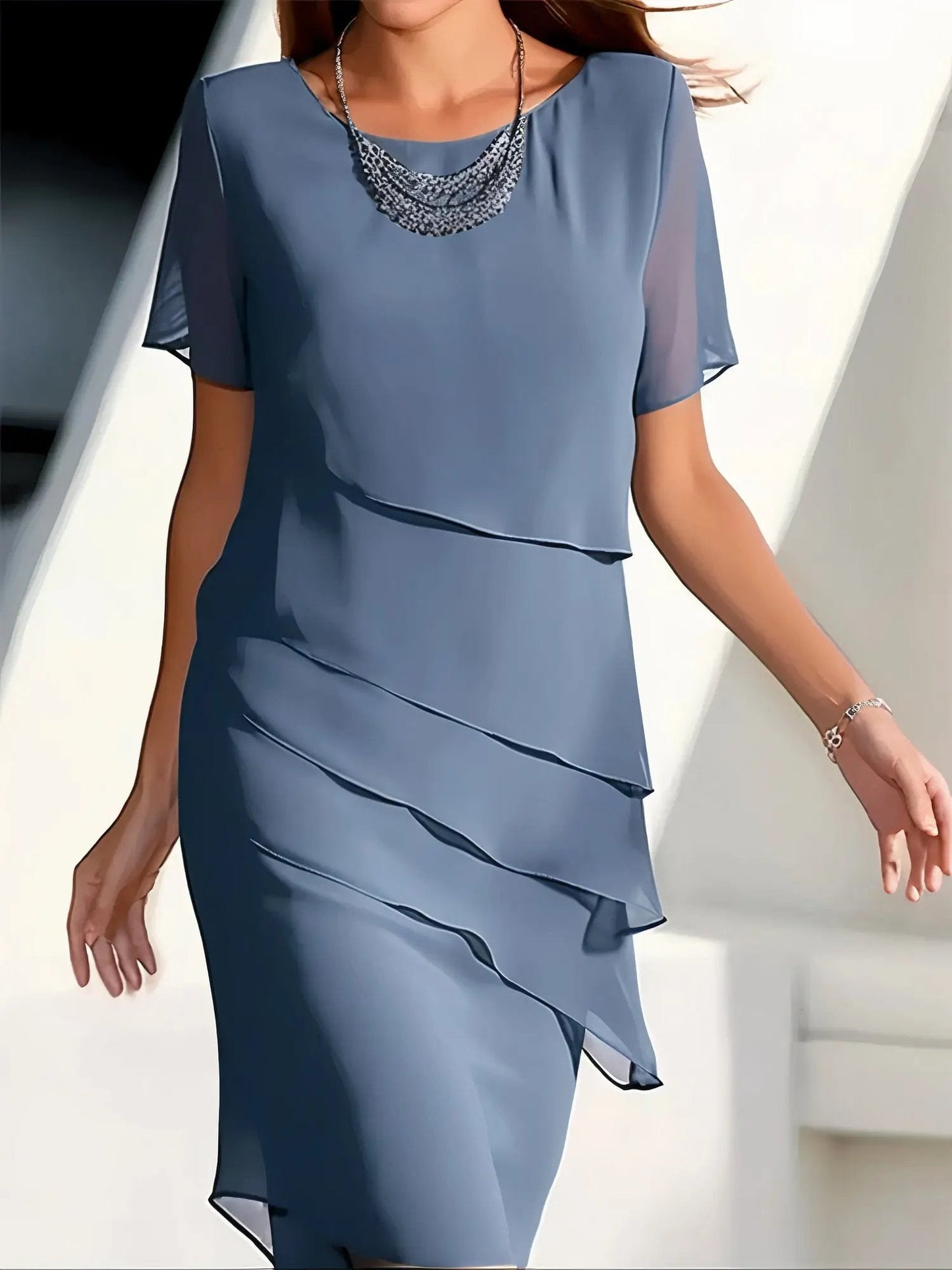 Elouise | Flowing Tiered Chiffon Dress