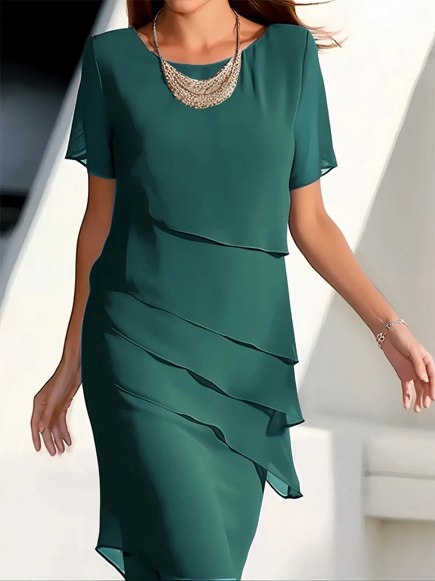Elouise | Flowing Tiered Chiffon Dress