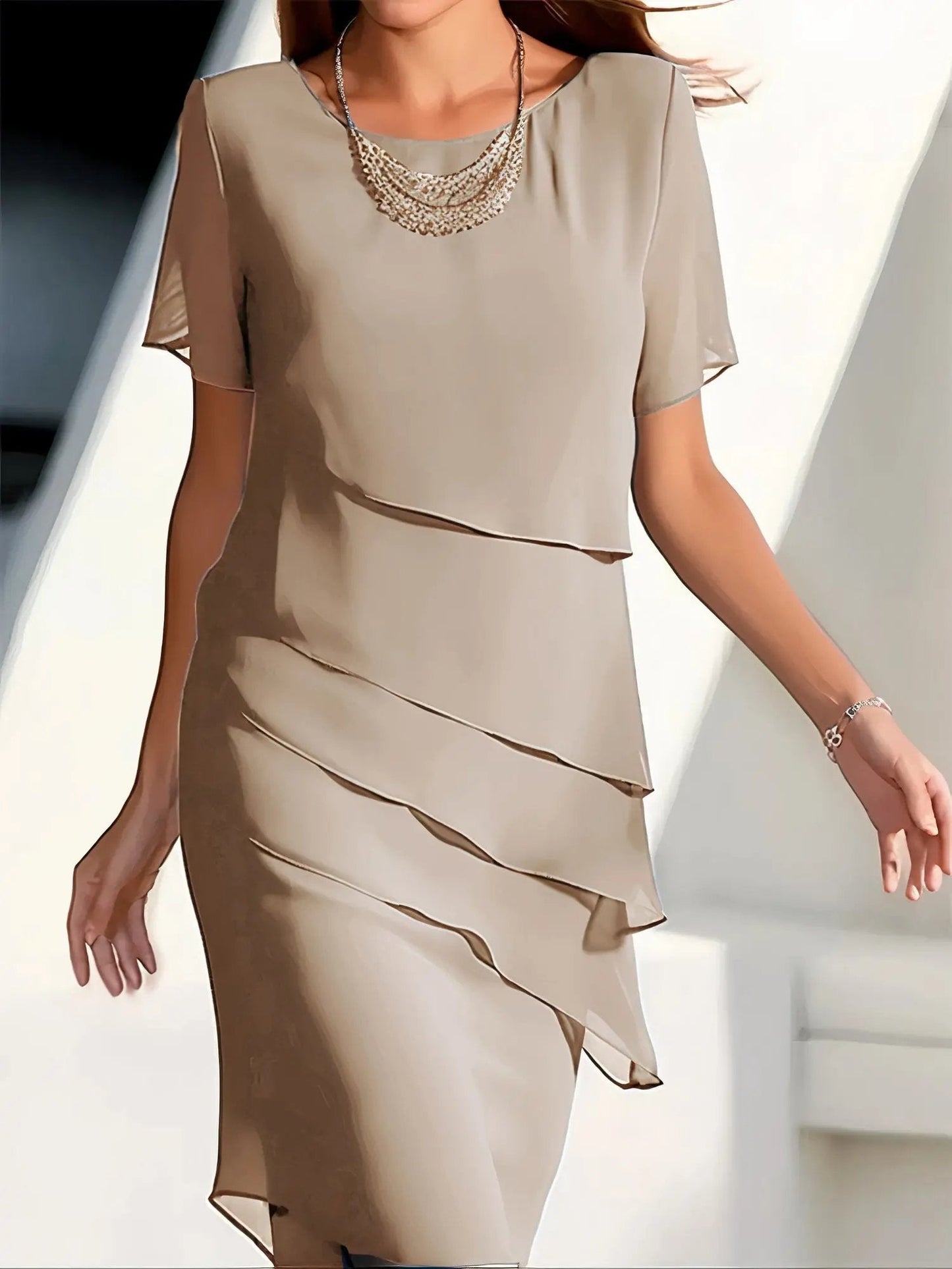 Elouise | Flowing Tiered Chiffon Dress
