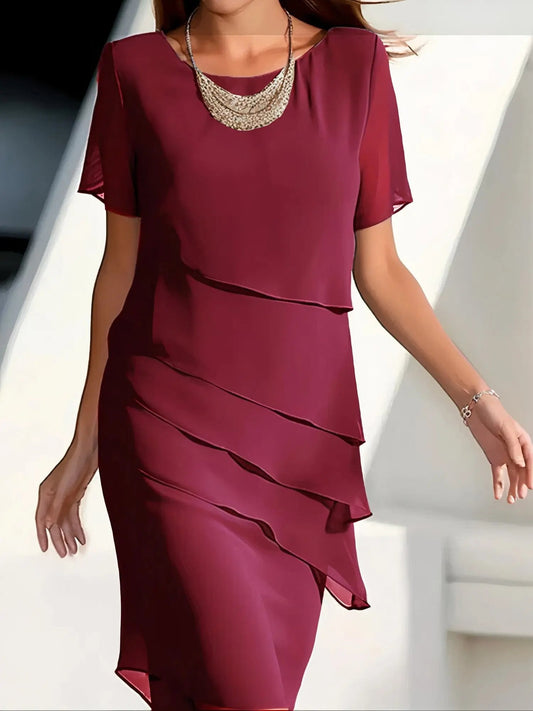 Elouise | Flowing Tiered Chiffon Dress