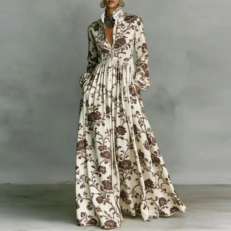 Giselle | Geometric Print High-Waist Maxi Dress