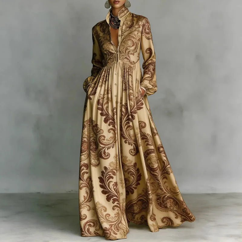 Giselle | Geometric Print High-Waist Maxi Dress