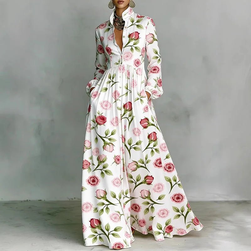 Giselle | Geometric Print High-Waist Maxi Dress