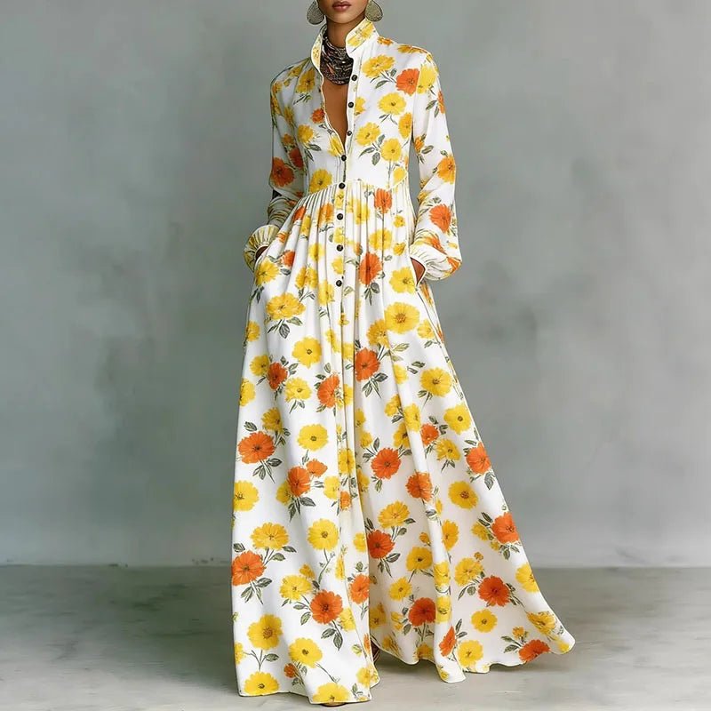 Giselle | Geometric Print High-Waist Maxi Dress