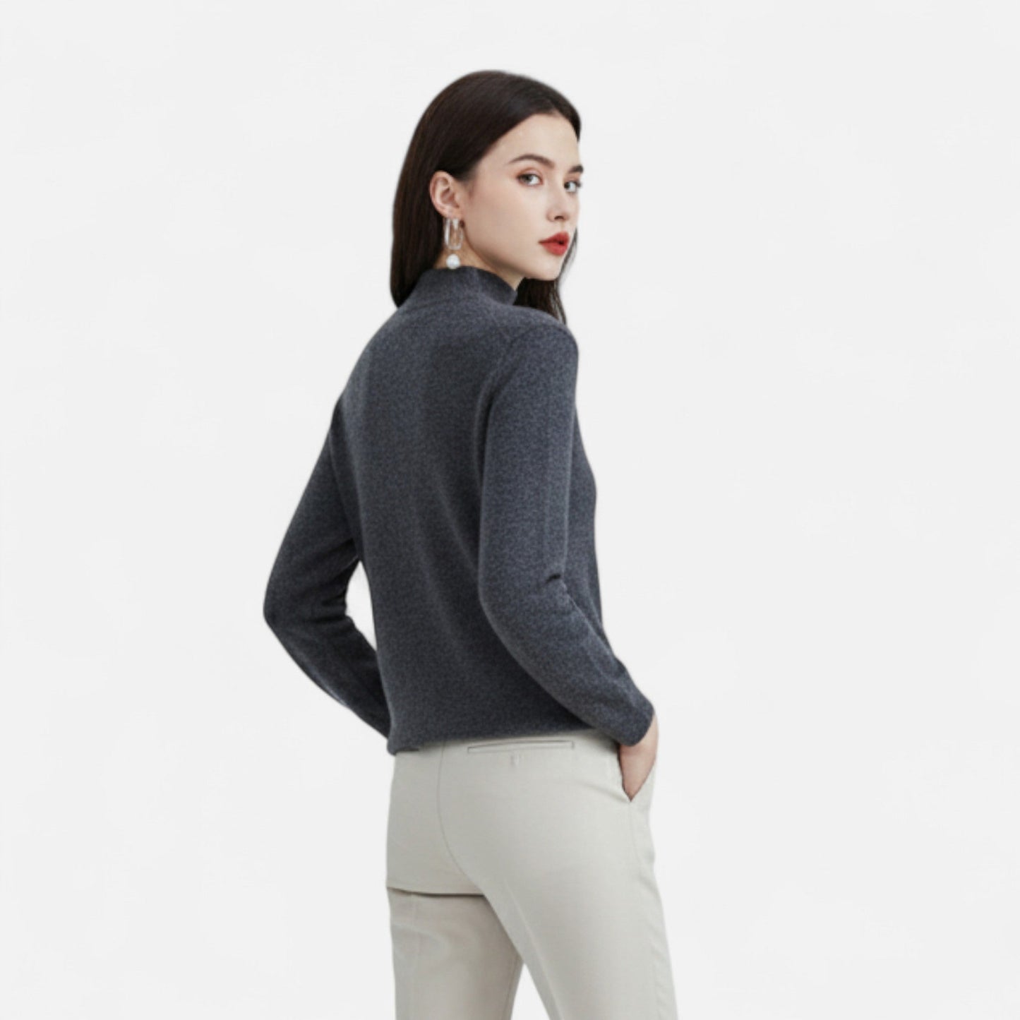 Halina | Pure Wool Half-Neck Turtleneck Sweater