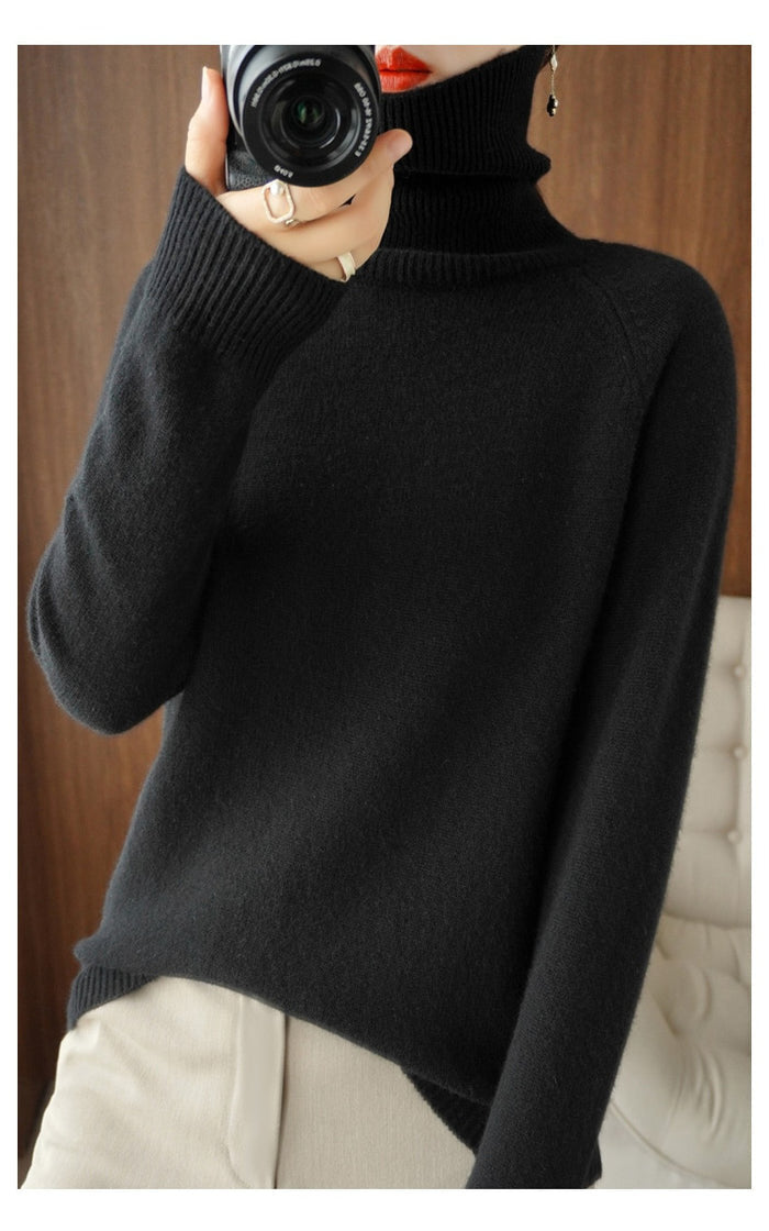 Beatrice | Ribbed Turtleneck Long Sleeve Oversized Sweater