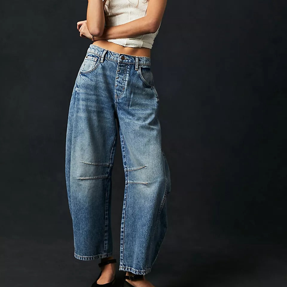 Rosamund | High-Stretch Mid-Rise Barrel Jeans
