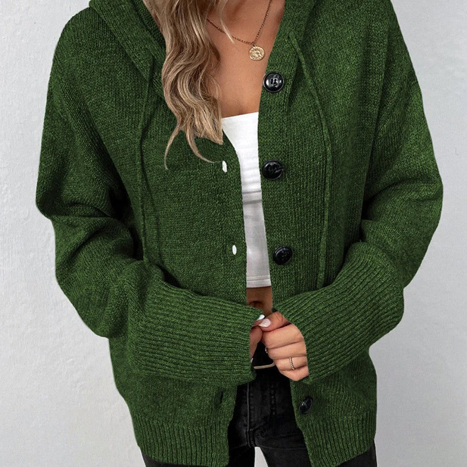 Chandra | Snug Cardigan Sweater Hoodie with Drawstring