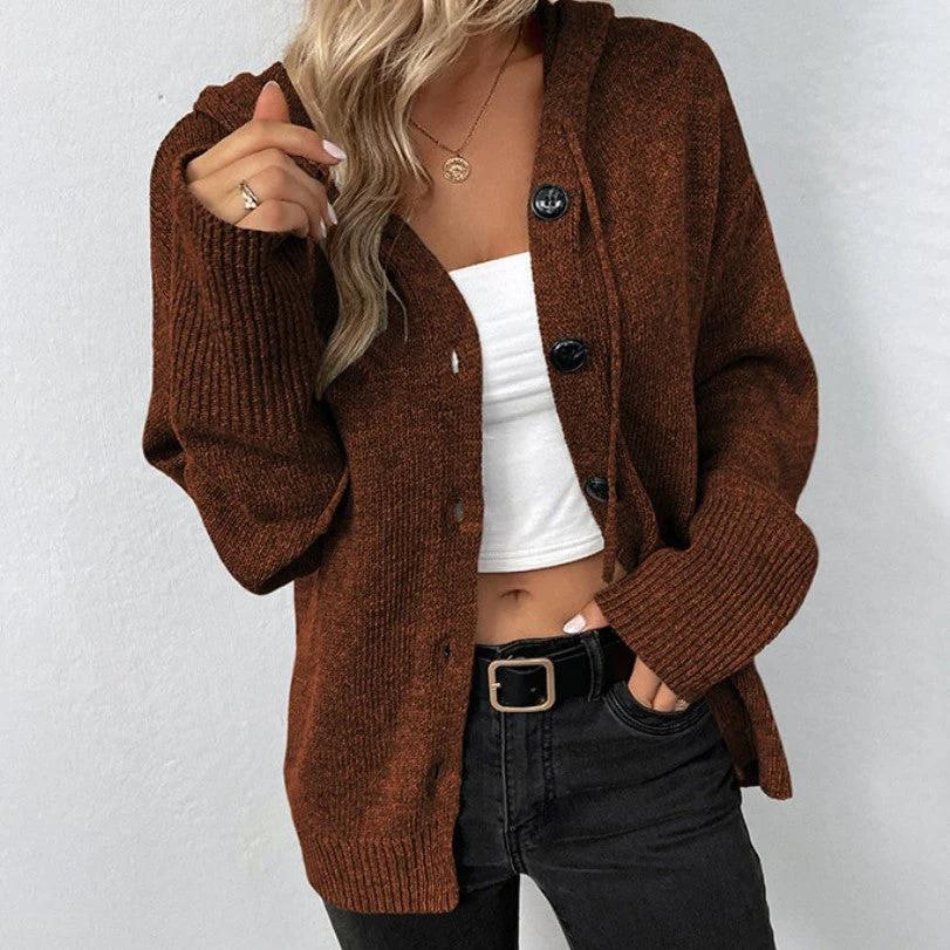 Chandra | Snug Cardigan Sweater Hoodie with Drawstring