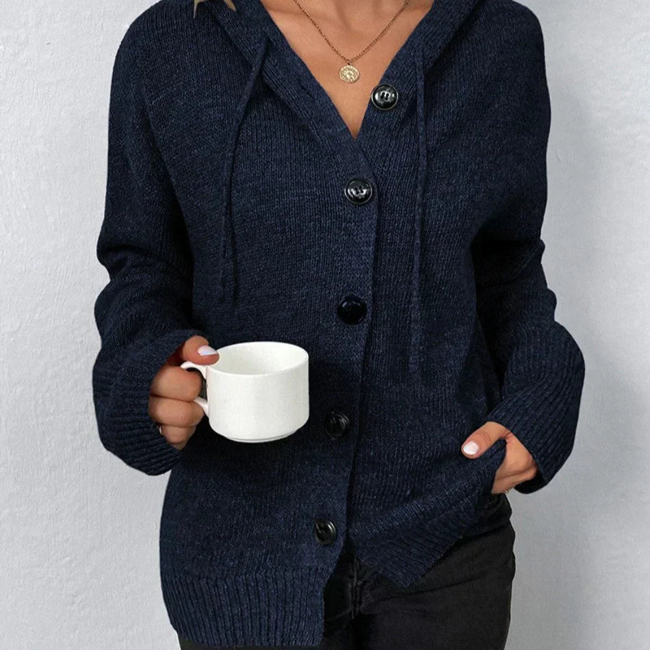Chandra | Snug Cardigan Sweater Hoodie with Drawstring