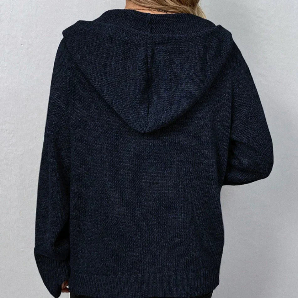 Chandra | Snug Cardigan Sweater Hoodie with Drawstring