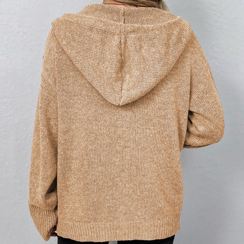 Chandra | Snug Cardigan Sweater Hoodie with Drawstring
