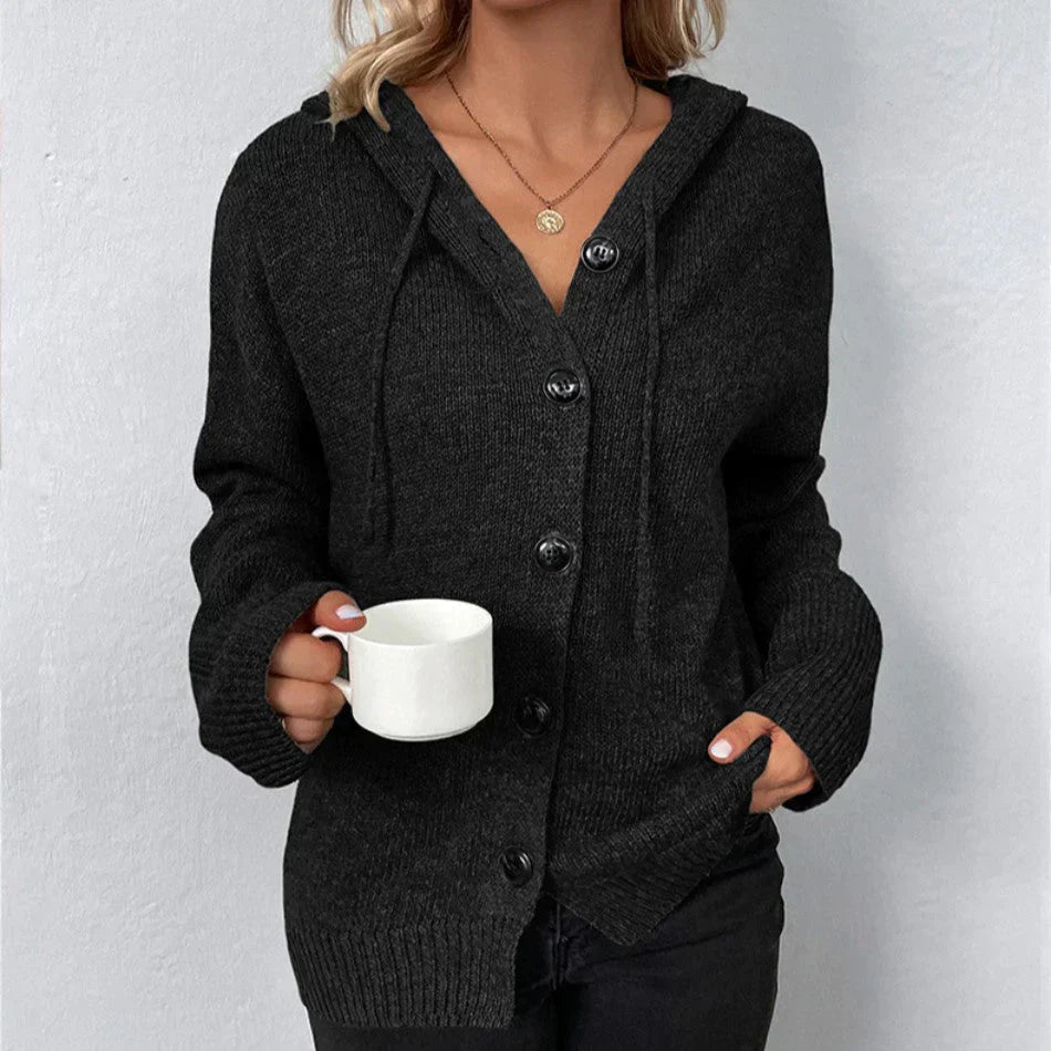 Chandra | Snug Cardigan Sweater Hoodie with Drawstring