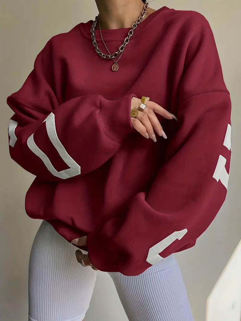 Malorie | Modern Oversized Sweater with Sleeve Prints