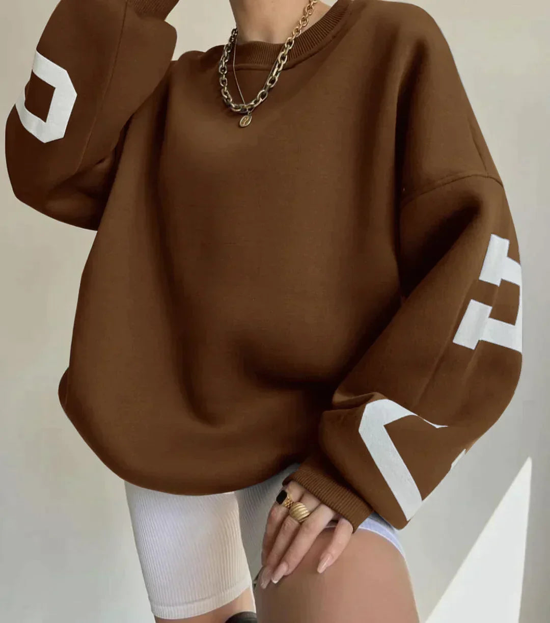 Malorie | Modern Oversized Sweater with Sleeve Prints
