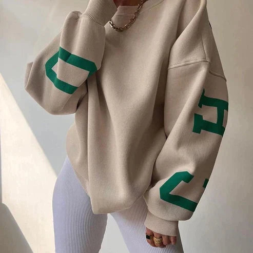 Malorie | Modern Oversized Sweater with Sleeve Prints