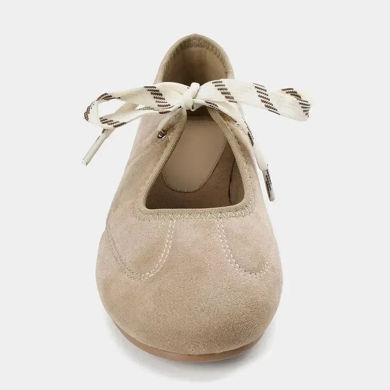 Meraud | Lace-Up Suede Ballet Flats