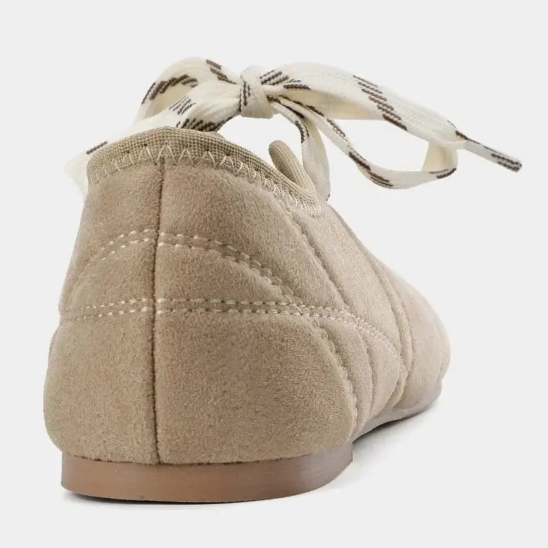 Meraud | Lace-Up Suede Ballet Flats