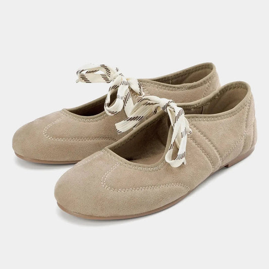 Meraud | Lace-Up Suede Ballet Flats