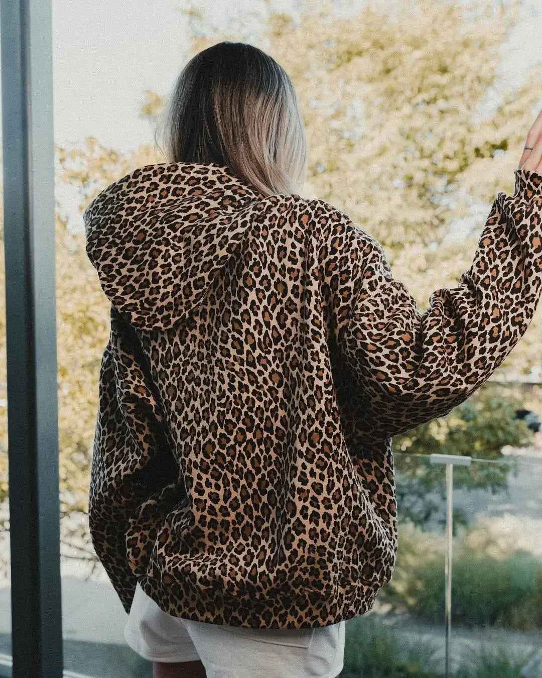 Cinnamon | Leopard Print Unisex Hoodie Cozy Streetwear For Men Women