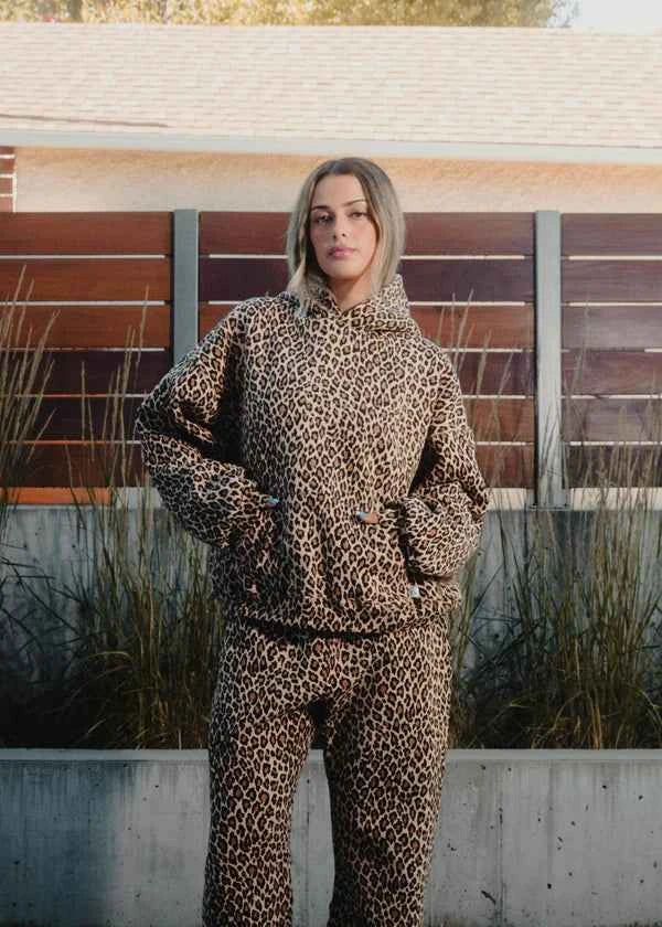 Cinnamon | Leopard Print Unisex Hoodie Cozy Streetwear For Men Women