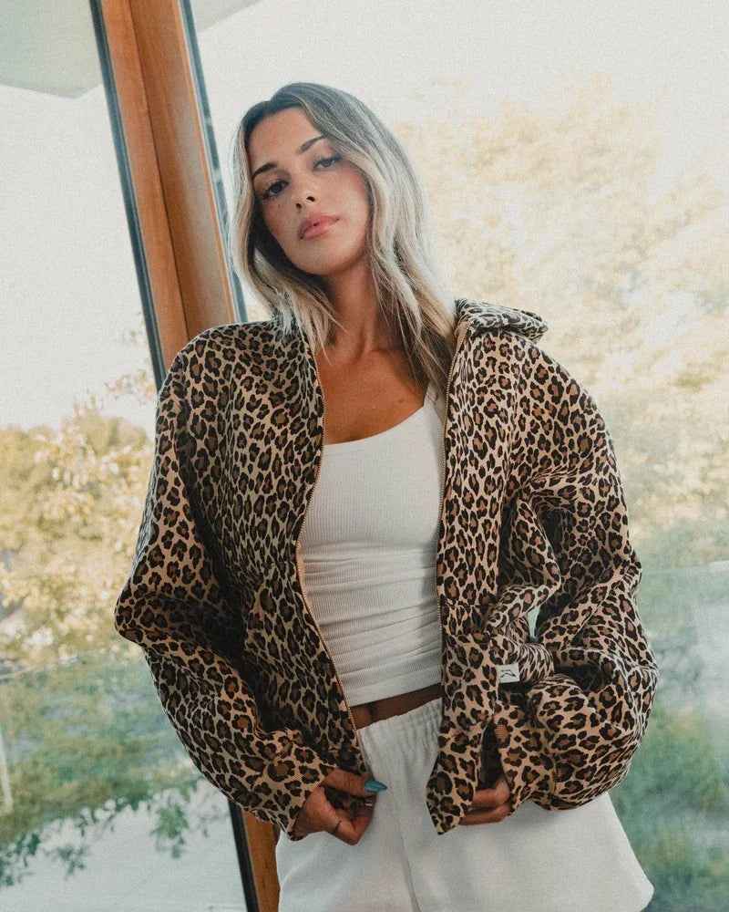 Cinnamon | Leopard Print Unisex Hoodie Cozy Streetwear For Men Women