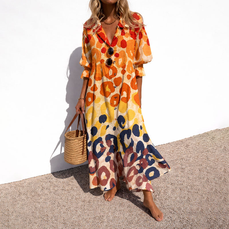 Liliana | Printed Button-Front Maxi Shirt Dress
