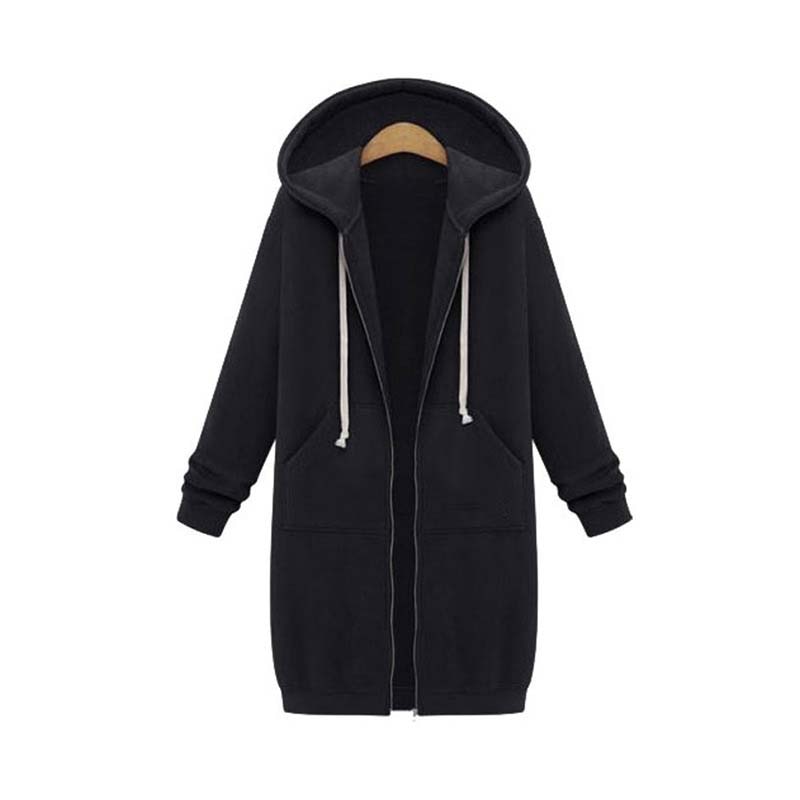 Niamh | Snug Soft Fabric Long Zip Up Drawstring Hoodie