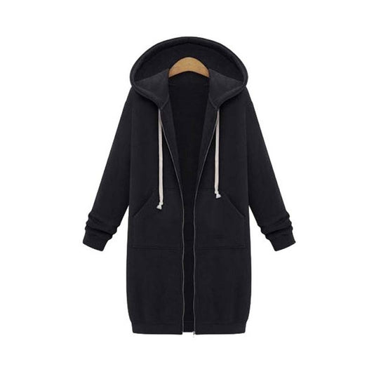 Niamh | Snug Soft Fabric Long Zip Up Drawstring Hoodie