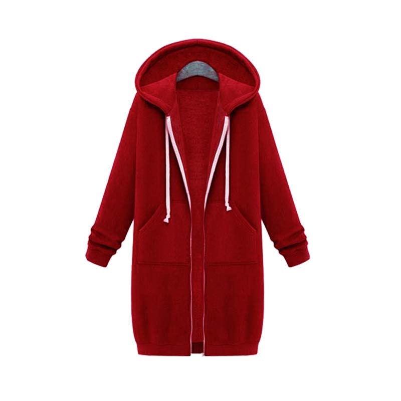 Niamh | Snug Soft Fabric Long Zip Up Drawstring Hoodie