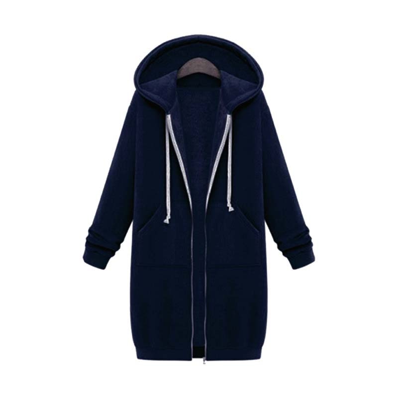 Niamh | Snug Soft Fabric Long Zip Up Drawstring Hoodie