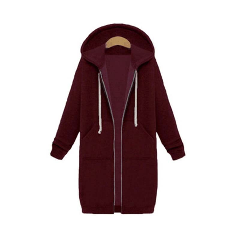 Niamh | Snug Soft Fabric Long Zip Up Drawstring Hoodie