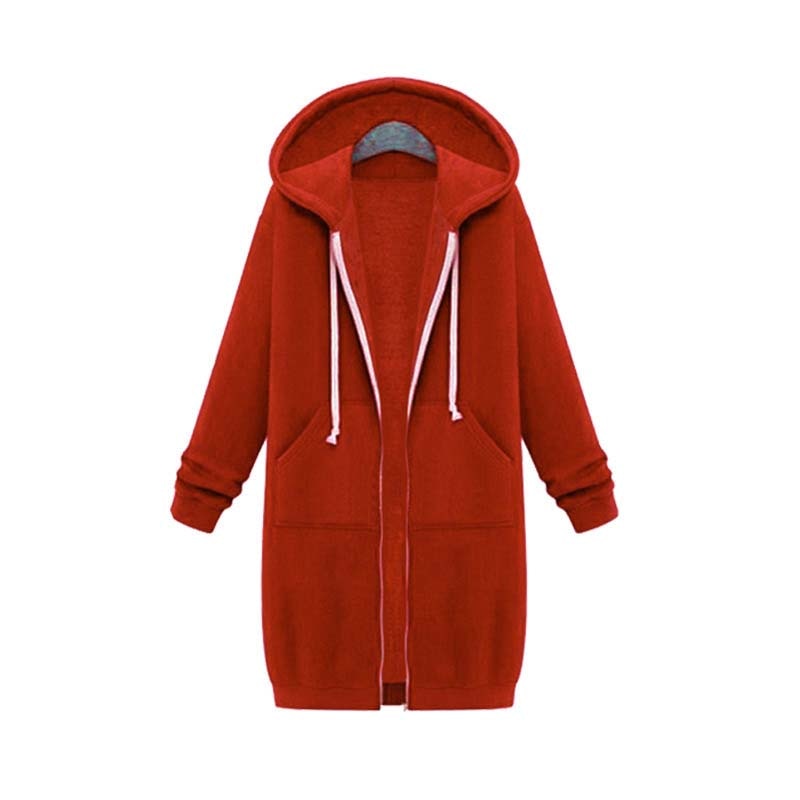 Niamh | Snug Soft Fabric Long Zip Up Drawstring Hoodie