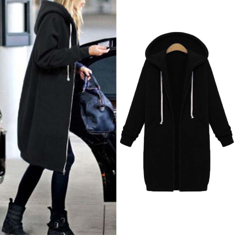 Niamh | Snug Soft Fabric Long Zip Up Drawstring Hoodie
