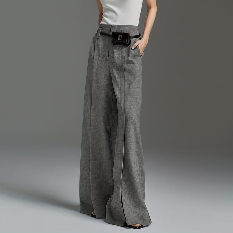 Addison | Tailored Wide Leg Pants with Front Slit