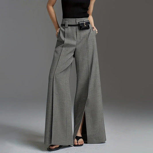 Addison | Tailored Wide Leg Pants with Front Slit